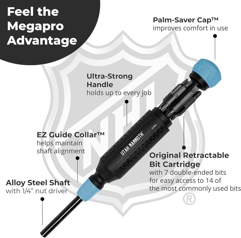 Megapro ® NHL® Team Edition Multi-bit Screwdriver | Officially Licensed NHL® Gear | Durable, Ergonomic, Pro-Grade Screwdriver (Utah Mammoth™) - Image 4